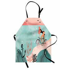 Woman Cycling in Sea Apron