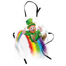 Leprechaun Slides on Rainbow Apron