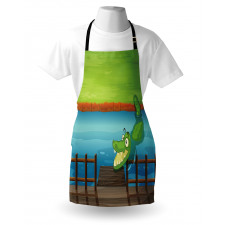 Cartoon Style River Scene Apron