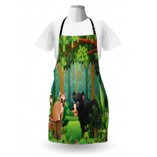 Wild Forest Life Bear Cartoon Apron