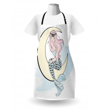 Mermaid Girl on Crescent Apron