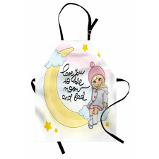 Romantic Moon Words and Girl Apron