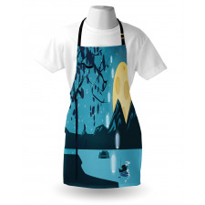 Night Landscape Moon Apron