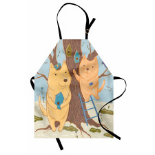 Couple Bears Tree Apron