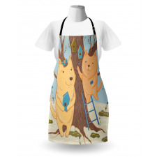 Couple Bears Tree Apron