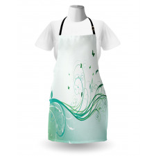 Curvy Lines Wave Flowers Apron