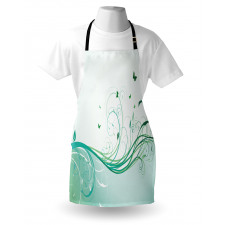 Curvy Lines Wave Flowers Apron