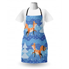 Winter Snowing Tree and Animal Apron