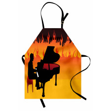 Pianist Man Playing on Flames Apron