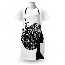 Woman with Floral Hair Apron