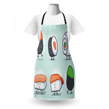 Funny Happy Sushi Characters Apron