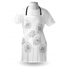 Thin Line Art Flowers Apron