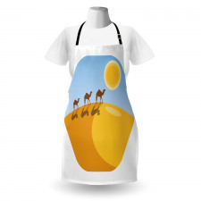 Camels on Desert Cartoon Apron