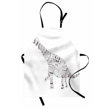 Monochrome Zentangle Dinosaur Apron