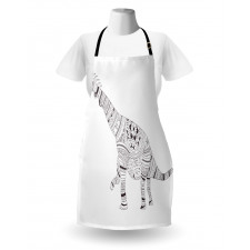 Monochrome Zentangle Dinosaur Apron