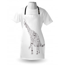 Monochrome Zentangle Dinosaur Apron