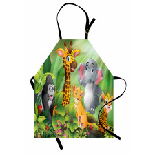 Cartoon Style Wild Animals Apron