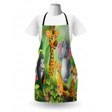 Cartoon Style Wild Animals Apron