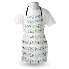 Geometrik Mutfak Önlüğü Beyaz Fon Üzerinde Mavi ve Sarı Benekler