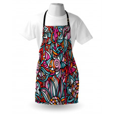 Çiçekli Mutfak Önlüğü Rengarenk Sanatsal Soyut Çiçek Desenli
