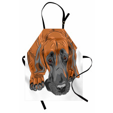 Sad Looking Dog Cartoon Apron