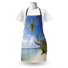 Tropical Beach and Palm Leaves Apron