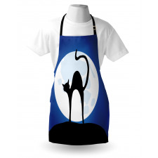 Black Cat Full Moon Sky Apron