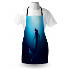 Sualtı Mutfak Önlüğü Büyülü Mavi Deniz Kızı Desenli