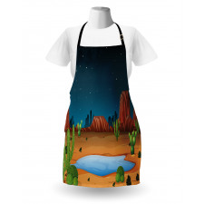 Cactus Plants Starry Sky View Apron