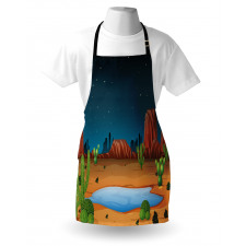 Cactus Plants Starry Sky View Apron