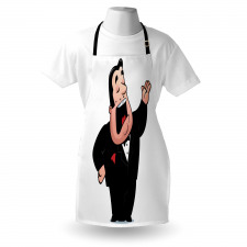 Cartoon Singer Man in Smokin Apron