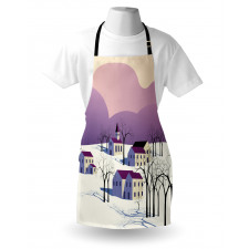 Graphical Village Scene Apron