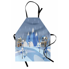 Wintry Outdoors Houses Apron