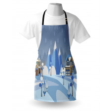 Wintry Outdoors Houses Apron