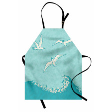 Seagulls Flying over Waves Apron