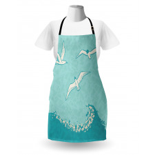 Seagulls Flying over Waves Apron