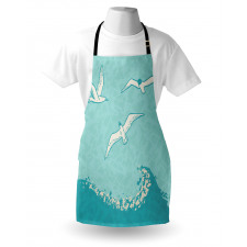 Seagulls Flying over Waves Apron