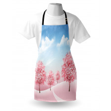 Blooming Sakura Trees Scene Apron