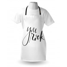 Monochrome Cursive Motto Apron