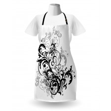 Monochrome Abstract Leaves Apron