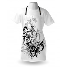 Monochrome Abstract Leaves Apron