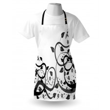 Grey Tones Abstract Leaves Apron