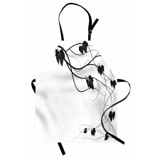 Monotone Abstract Leaves Art Apron