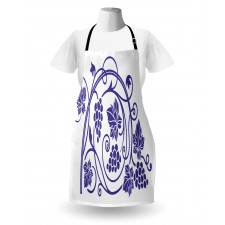 Monotone Grapes Leaves Art Apron