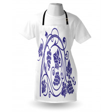 Monotone Grapes Leaves Art Apron