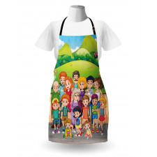 Cartoon Style Family Photo Apron