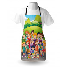 Cartoon Style Family Photo Apron