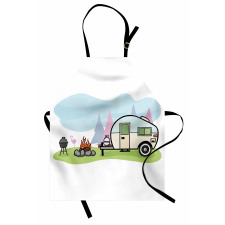 Cartoon Style Camping Scene Apron