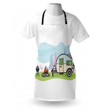 Cartoon Style Camping Scene Apron