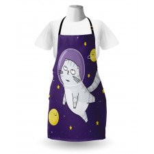 Cat Astronaut Cartoon Apron